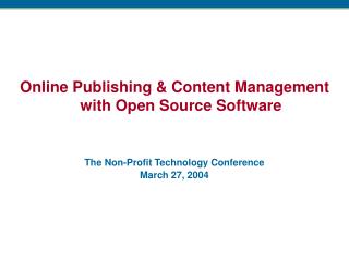 Online Publishing & Content Management with Open Source Software