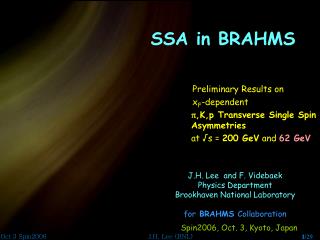 SSA in BRAHMS