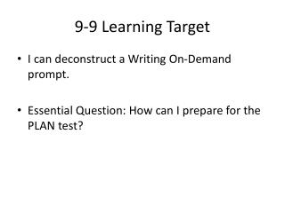 9-9 Learning Target