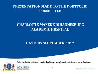 To be the best provider of quality health and social services to the people in Gauteng .