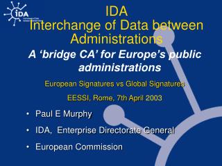 IDA Interchange of Data between Administrations