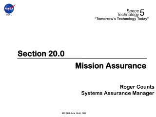Section 20.0 Mission Assurance