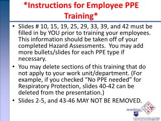 *Instructions for Employee PPE Training*
