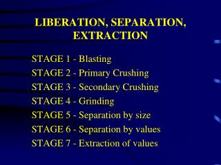 LIBERATION, SEPARATION, EXTRACTION