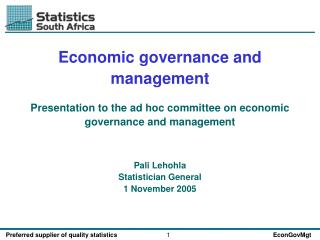 Economic governance and management