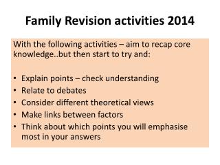 Family Revision activities 2014