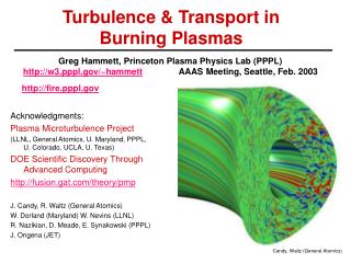Turbulence &amp; Transport in Burning Plasmas