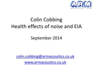 Colin Cobbing Health effects of noise and EIA September 2014