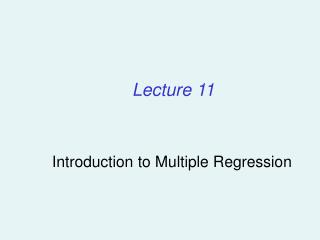 Introduction to Multiple Regression