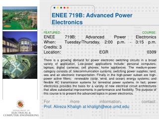 ENEE 719B: Advanced Power Electronics