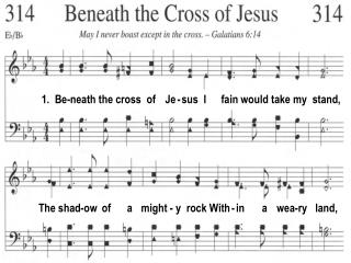 1. Be-neath the cross of Je - sus I fain would take my stand,