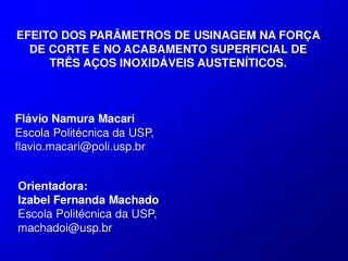 Orientadora: Izabel Fernanda Machado Escola Politécnica da USP, machadoi@usp.br