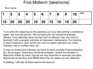 First Midterm ( takehome)