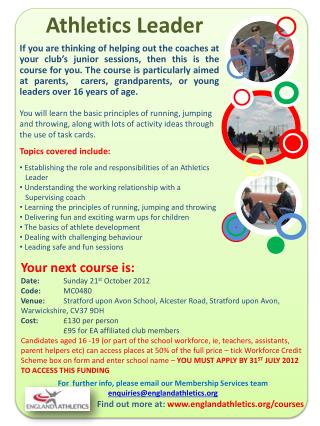 Find out more at: englandathletics/courses