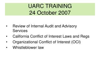 UARC TRAINING 24 October 2007