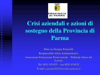 Crisi aziendali e azioni di sostegno della Provincia di Parma
