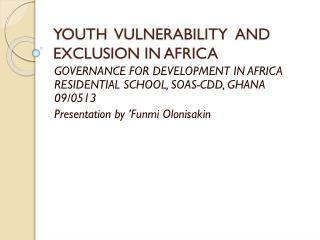 YOUTH VULNERABILITY AND EXCLUSION IN AFRICA