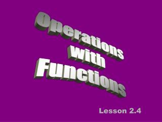 Operations with Functions