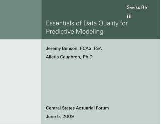 Essentials of Data Quality for Predictive Modeling