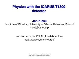 Physics with the ICARUS T1800 detector