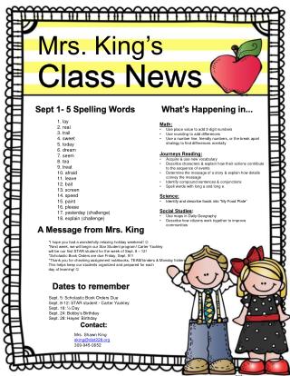 Mrs. King’s Class News