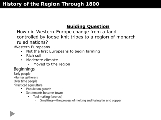 History of the Region Through 1800
