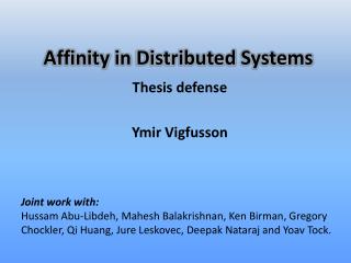 Affinity in Distributed Systems