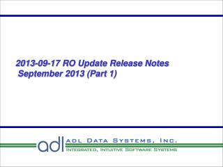 2013-09-17 RO Update Release Notes  September 2013 (Part 1)