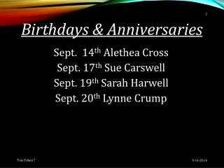 Birthdays &amp; Anniversaries