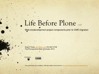 Life Before Plone v.1.0