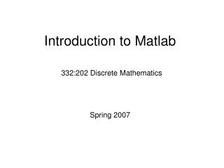 Introduction to Matlab