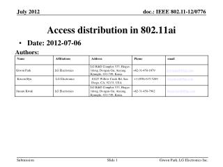 Access distribution in 802.11ai