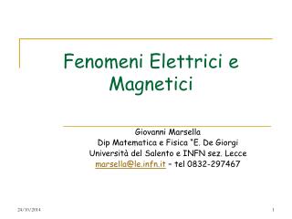 Fenomeni Elettrici e Magnetici