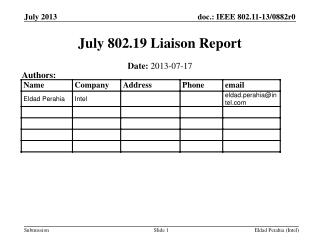 July 802.19 Liaison Report