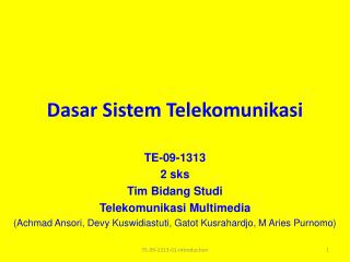 Dasar Sistem Telekomunikasi