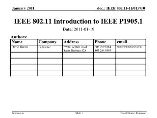 IEEE 802.11 Introduction to IEEE P1905.1