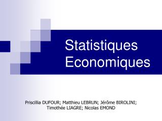 Statistiques Economiques