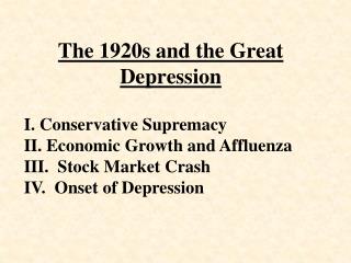 The 1920s and the Great Depression