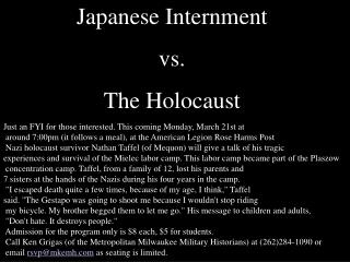 Japanese Internment vs. The Holocaust