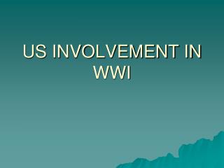 US INVOLVEMENT IN WWI