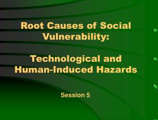 Root Causes of Social Vulnerability: Technological and Human-Induced Hazards