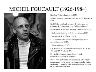 MICHEL FOUCAULT (1926-1984)