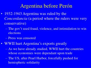 Argentina before Per ón