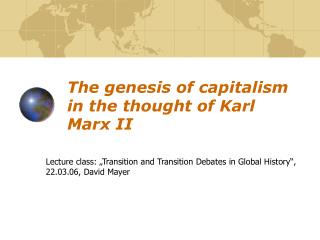 The genesis of capitalism in the thought of Karl Marx II