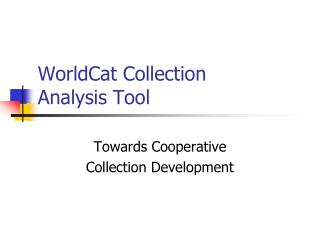 WorldCat Collection Analysis Tool