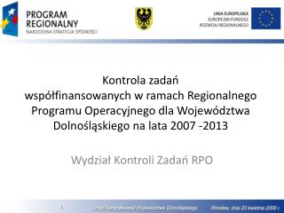 Wydział Kontroli Zadań RPO