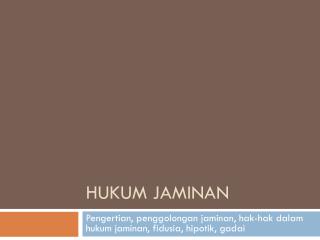 Hukum Jaminan