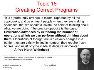 Topic 16 Creating Correct Programs