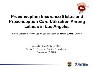 Angie Denisse Otiniano, MPH CityMatCH Promising Practice Presentation September 22, 2008