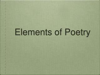 Elements of Poetry